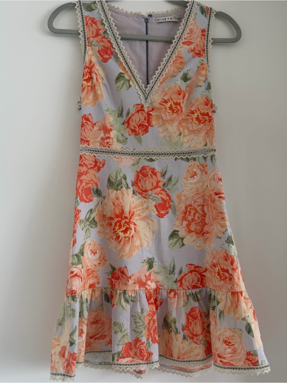 Alice + Olivia Lavender Dress with Peach Floral Print